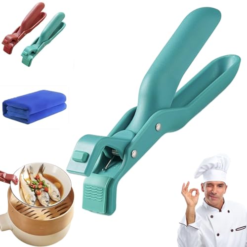 Kochplattenzange – Verbrühschutz für Schüsseln und Teller mit rutschfesten Silikon-Pads, Mehrwinkel-Geschirrhalter für Mikrowellenteller, Fritteusenkörbe, Pfannen und Geschirr (Green) von Lmyaicp
