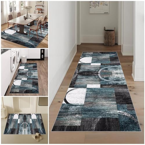 Lmyoieqm Teppich Läufer Flur 110 x 130 cm Waschbar rutschfest Küchenläufer Küchenteppich Modern Carpet Fussmatte Innen Teppichläufer für Küche FlurWohnraum Teppichläufer auf Maß Meterware Flurteppich von Lmyoieqm