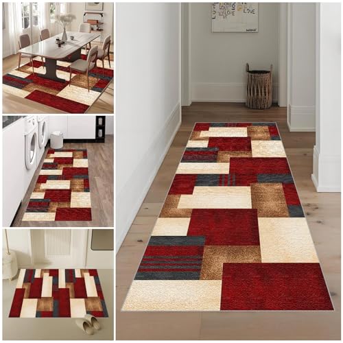 Lmyoieqm Teppich Läufer Flur 120 x 350 cm Waschbar rutschfest Küchenläufer Küchenteppich Modern Carpet Fussmatte Innen Teppichläufer für Küche FlurWohnraum Teppichläufer auf Maß Meterware Flurteppich von Lmyoieqm