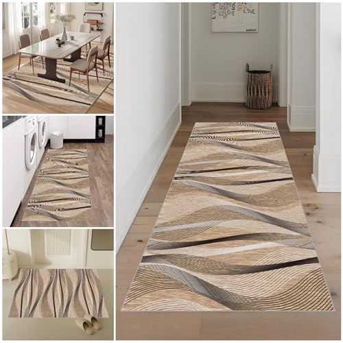 Lmyoieqm Teppich Läufer Flur 70 x 350 cm Waschbar rutschfest Küchenläufer Küchenteppich Modern Carpet Fussmatte Innen Teppichläufer für Küche FlurWohnraum Teppichläufer auf Maß Meterware Flurteppich von Lmyoieqm