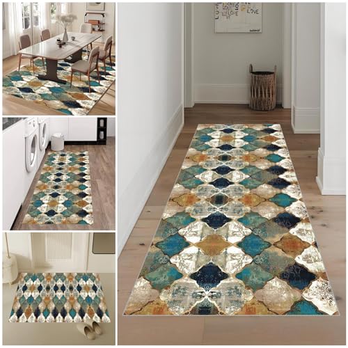Lmyoieqm Teppich Läufer Flur 80 x 240 cm Waschbar rutschfest Küchenläufer Küchenteppich Modern Carpet Fussmatte Innen Teppichläufer für Küche FlurWohnraum Teppichläufer auf Maß Meterware Flurteppich von Lmyoieqm