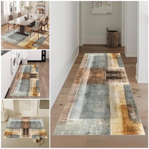 Lmyoieqm Teppich Läufer Flur 80 x 240 cm Waschbar rutschfest Küchenläufer Küchenteppich Modern Carpet Fussmatte Innen Teppichläufer für Küche FlurWohnraum Teppichläufer auf Maß Meterware Flurteppich von Lmyoieqm