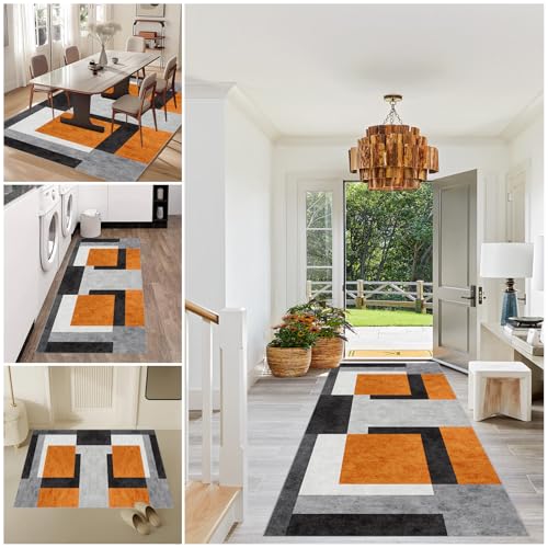 Lmyoieqm Teppich Läufer Lang Flur Küche rutschfest waschbar Teppichmatten Modern Küchenläufer Teppichläufer Küchenteppich Meterware Türmatte Esszimmer Wohnzimmer Schlafzimmer 60 x 240 cm von Lmyoieqm