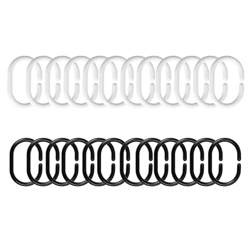 Duschvorhangringe, 24 Pcs Kunststoff Duschvorhang Haken, Ringe für Duschvorhang in C-Form, Vorhang Aufhängeringe Duschvorhangringe, 24 Pcs Kunststoff Duschvorhang Haken, Ringe für Duschvorhang in C-Form, Vorhang Aufhängeringe von Lmyzcbzl