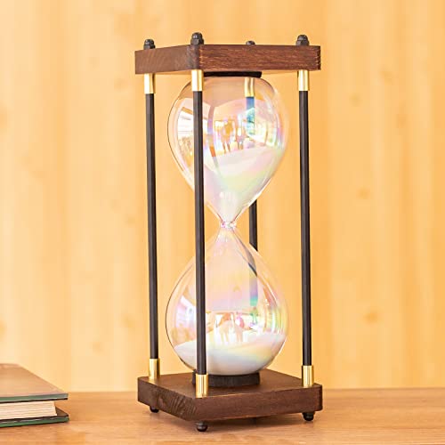 Große Sanduhr 60 Minuten,Regenbogen Glas Deko Sanduhren,Geschenk Sanduhr,Für Haus, Schreibtisch, Büro, Hochzeits Dekoration. (Weiß) von Lmzxmcy