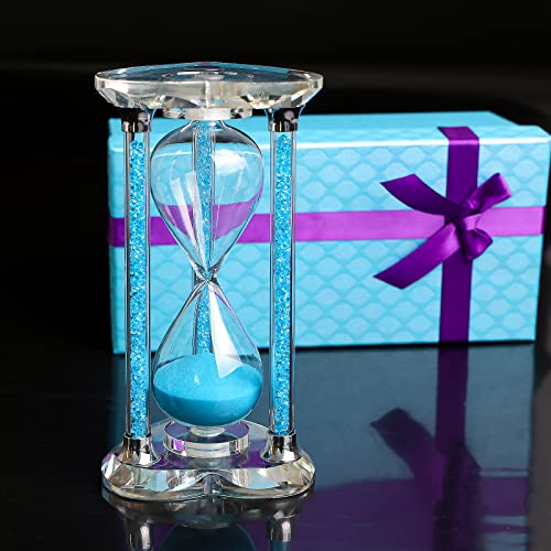 Lmzxmcy 60 Minuten Kristall-Sanduhr, herzförmig, mit Geschenkbox (Blau) von Lmzxmcy