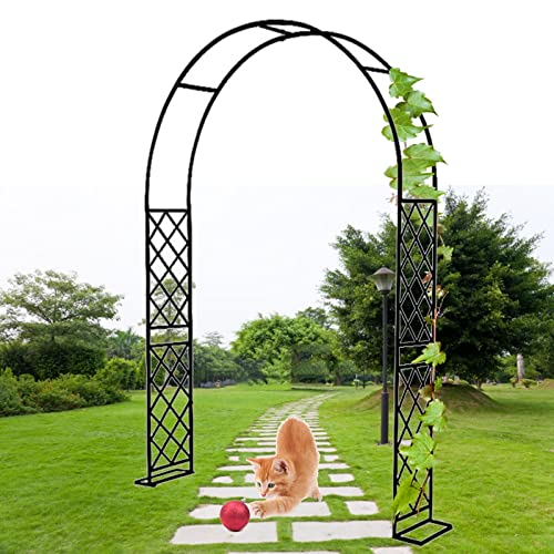 Lnder Hochleistungs Rosenbogen Wetterfeste Gartenbogen Mit Stabile Sockel Höhe 230cm 250cm Metall Torbogen Rankgitter for Kletterpflanzen (Color : Schwarz, Size : 140x230cm/55x90in) von Lnder