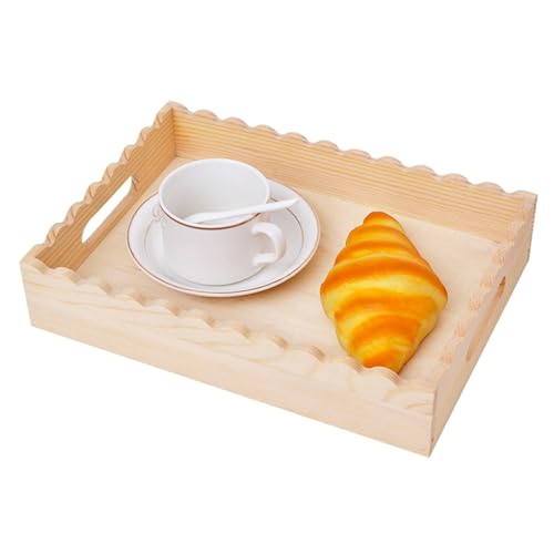 Lnhgh Coffeetisch Tablett - Couchtisch Deko Ausgeschweiftes Tablett - Landhausstil Holz Mit Griffen Aufbewahrung Für Schlafzimmer Küche Eingangsbereich von Lnhgh