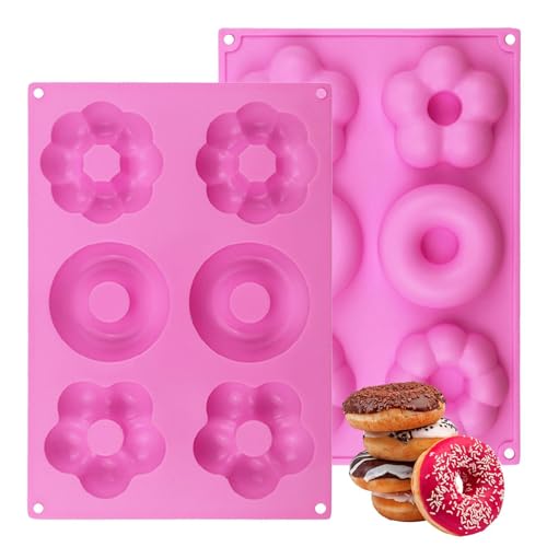 Lnhgh Donut-Silikon-Backform - Blumenförmige Backform für Bagels - Antihaftbeschichtete Silikon-Bagel-Backform, hitzebeständige Silikon-Donut-Backform für Kuchen, Kekse von Lnhgh