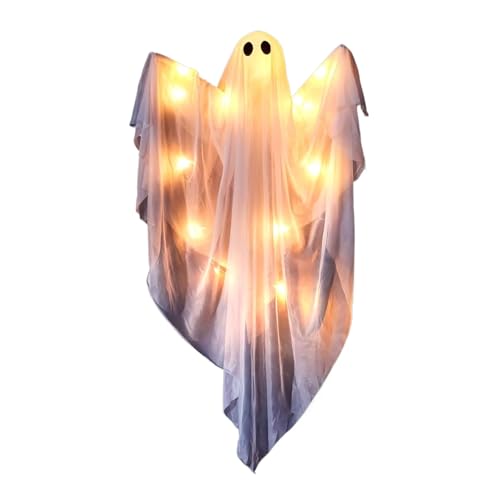 Lnhgh Halloween Geist | Dimmbare LED Geisterbeleuchtung,Gruselig Süße Aufhängbare Deko Statue Mit Soundfunktion Für Garten Nacht Party Fenster Haus Tür Indoor Vorbau Wohnung von Lnhgh