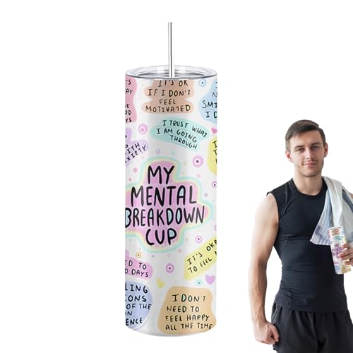 Lnhgh Isolierbecher mit Strohhalm | 890 ml Isolierbecher mit Motivationssprüchen - Auslaufsicherer Für Saft Tee Kaffee Getränke Reise Arbeit Gym Schule Zuhause,Für Unterwegs Schule Sport von Lnhgh