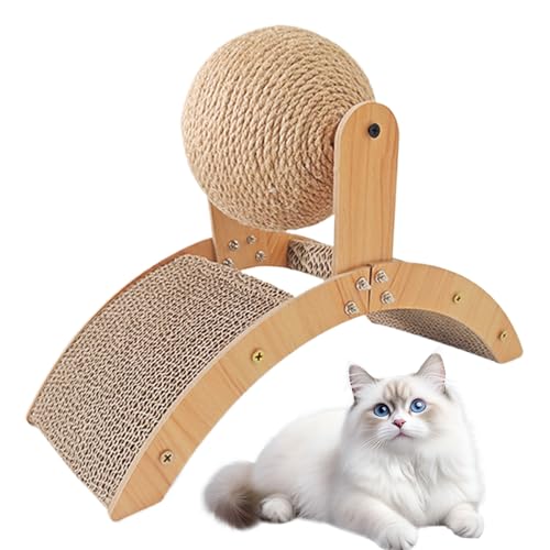 Lnhgh Katzenkratzbrett - Krallenpflege Spielzeug Für Kätzchen,Holz Sisal Ball Kratzer Bewegungsspielzeug Möbelschutz Gegen Kratzen Gesundes Kratzverhalten Für Haustiere von Lnhgh