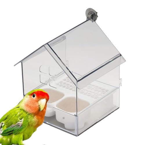 Lnhgh Klare Vogeltränke - Dekoratives Vogelfutterhaus,Transparente Vogelbadewanne Für Finken Wellensittich Kolibri Balkon Garten Vogelhaus Vogelliebhaber von Lnhgh