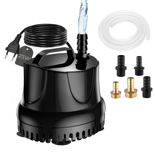 Lnicez Maximale 25W 1500L/H Mini Wasserpumpe Tauchpumpe Förderpumpe Aquarium pumpe Tauchpumpe für Gärten, Aquarium, Teich, Brunnen (Schwarz) von Lnicez