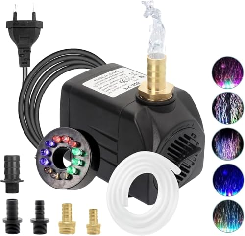25W 2000L/H Aquarium Pumpe Wasserpumpe Tauchpumpe Förderpumpe Aquariumpumpe Fontänenpumpe für Aquarium Teich Garten und Hydroponiksystem Schwarz PX-025 (With light) von Lnicez