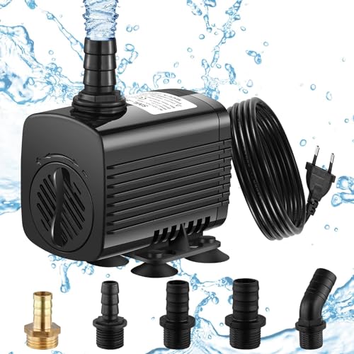 Lnicez Aquarium Pumpe 30W 2500L/H Tauchpumpe Wasserpumpe Klein Ultra Leise Teichpumpe Mini Wasserpumpen mit 1.9m Kabel 5 Düsen Pumpe Wasser Aquariumpumpe für Aquarien, Teich, Hydrokultur,Brunnen von Lnicez