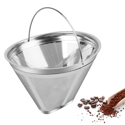 Kaffeefilter Edelstahl Kaffeefilter Größe 4 Wiederverwendbar Kaffee Dauerfilter mit Griff, Waschbar kaffee filter für Herstellung von Manuellem Kaffee von Lnjya