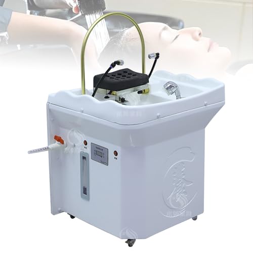 Tragbares Thermostat-Kopf-Spa-Gerät mit 60-Liter-Wassertank, Wasserzirkulation Shampoo-Becken für Friseursalons, Stylisten & Heimgebrauch, professionelle Friseur-Spa-Stuhl (Weiß) von Lnlscle