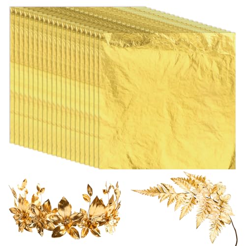 Lnngub Goldfolienblätter für Kunst, 14 x 14 cm, Goldfolienblätter zum Basteln, Malen, DIY, Grußkarten, Harz-Metallblätter für Dekoration, Nagelkunst, Kerzen, 200 Stück Lnngub Goldfolienblätter für Kunst, 14 x 14 cm, Goldfolienblätter zum Basteln, Malen, DIY, Grußkarten, Harz-Metallblätter für Dekoration, Nagelkunst, Kerzen, 200 Stück von Lnngub