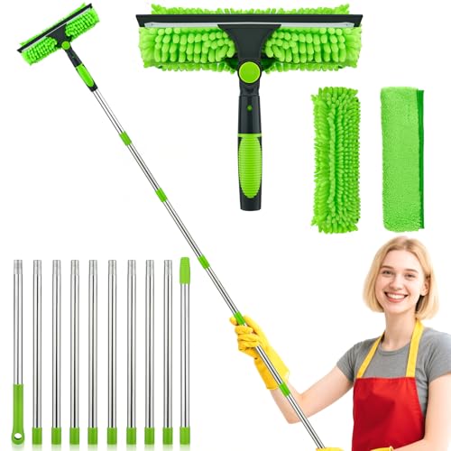4,3m Fensterwischer und Staubwedel mit großer Reichweite,Professioneller Fensterwischer mit Silikonabzieher & Mikrofaserschrubber, Profi Fensterreinigungsset Glaswischer für Glas Fenster Putzen 4,3m Fensterwischer und Staubwedel mit großer Reichweite,Professioneller Fensterwischer mit Silikonabzieher & Mikrofaserschrubber, Profi Fensterreinigungsset Glaswischer für Glas Fenster Putzen von Lnopever