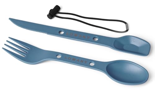 4-in-2 Camping Spoon and Fork Set, Plastic Fork Knife and Spoon Combo, Reusable Utensils Set for Lunch Box, Multifunctional Gear for Hiking Backpacking Survival Picnic Travel Outdoor（Blue） von Lnrkai