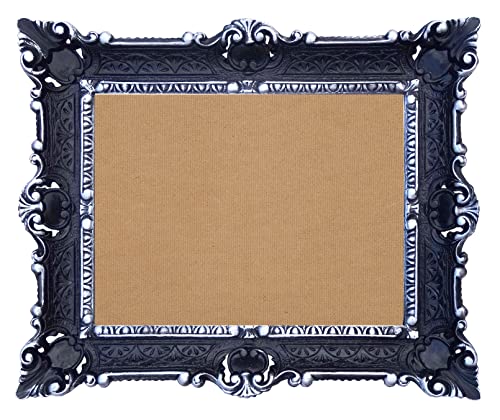 Lnxp BILDERRAHMEN BAROCKRAHMEN mit Glasscheibe 56x46cm RECHTECKIG REPRO Bilder für 30x40cm oder 40x30 cm BAROCK ANTIK (Schwarz Silber Dualcolor) 50TR von Lnxp