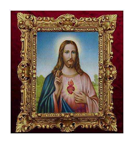 Lnxp GEMÄLDE SACRO CUORE DI GESU JESUS IKONEN BILDER Heiligenbild mit Rahmen 45x38cm Sacro Cuore di Jesù 'heilig Herz Jesu' von Pompeo Batoni 48B von Lnxp