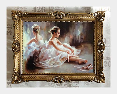 Lnxp BILD FOTO 90X70 CM BALLERINA BALLETT Künstler: J. Mallet TÄNZER BILDERRAHMEN BILD BILDER MIT RAHMEN BAROCK RAJCO Wandbild Kunstdrucke Gemälde Retro Repro Antik für Cafe Bar Home Büro Praxis 58B von Lnxp