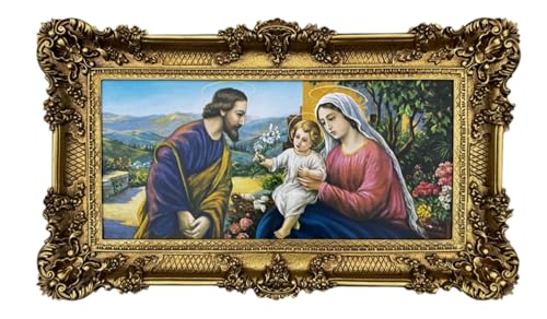 Lnxp Barock Tauben Madonna Jesuskind Votivbild Sakralgemälde Wandbild 96x57cm Repro gerahmt mit Ornamenten Wohnzimmer von Lnxp