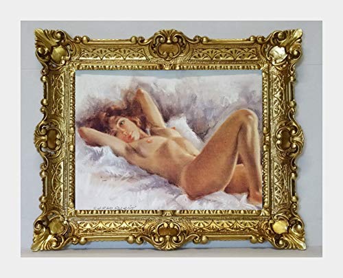 Lnxp Bild Bilderrahmen Foto 56x46 cm ABSTRAKT AKT EROTIK SEXY Künstler : A. FORNONI Bilder mit Rahmen Barock Wandbild Kunstdrucke Gemälde Retro Repro antik für Café Bar Home Büro Praxis 50B von Lnxp