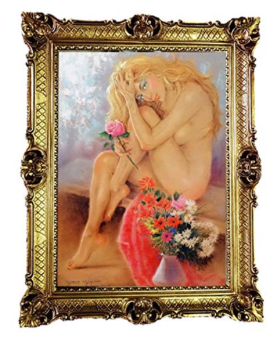 Lnxp Bild Bilderrahmen Foto 90x70 cm ABSTRAKT AKT EROTIK SEXY Exklusive Reproproduktion Bilder mit Rahmen Barock Wandbild Kunstdrucke Gemälde Retro Repro antik für Café Bar Home Büro Praxis 58B von Lnxp