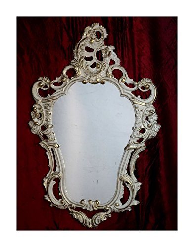 Lnxp Shabby Chic Weiß-Gold Dulacolor Wandspiegel Spiegel Barock Antik 50X76 Wanddeko 118SP von Lnxp