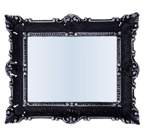 Lnxp WANDSPIEGEL BAROCKSPIEGEL Spiegel IN 56X46 cm SCHWARZ Silber DUALCOLOR Renaissance OPULENTER PRACHTVOLLER Nostalgie ANTIK BAROCK REPRO BAROCKSTIL 50SP von Lnxp