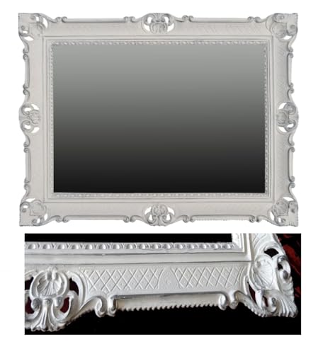 WANDSPIEGEL BAROCKSPIEGEL SPIEGEL IN WEIß SILBER DUALCOLOR 90x70 cm ANTIK BAROCK ROKOKO SHABBY CHIC RENAISSANCE JUGENDSTIL RETRO DESIGN MIT ORNAMENTVERZIEHRUNGEN LUXURIÖS PRUNKVOLL NEU 58SP von Lnxp