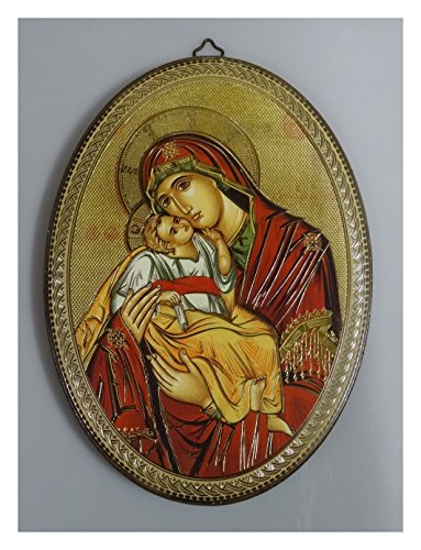 Lnxp Wandbild Bild Laminiert auf Holz handgefertigt Heilige Maria und Jesuskind 12 ApostelOval (M6) von Lnxp