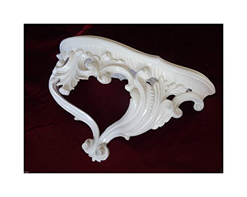 Lnxp Wandkonsole 38x20x15,5cm Wandregal Wandboard Konsole Hängekonsole Ablage Regal mit Ornamente Verzierungen Antik Barock Repro Rokoko Vintage Shabby in Weiß 83K von Lnxp