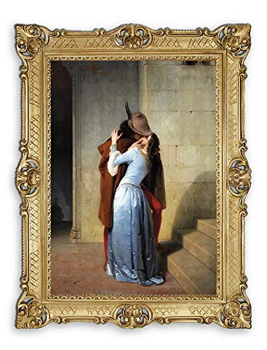 Lnxp Wunderschönes Gemälde 70x90 cm Künstler F. Hayez *Der Kuss - Il bacio * Bild Bilder Barock Rahmen Antik Repro hochwertige Kunstreproduktion 58B von Lnxp