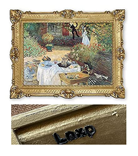 Lnxp Wunderschönes Gemälde 90x70 cm Künstler; C.Monet ´Frühstück im Garten ´Bild Bilder Barock Rahmen Antik Repro Renaissance als Gemälde 58B von Lnxp