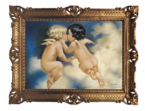 Lnxp Wunderschönes Gemälde 90x70 cm Künstler; Carpar *Engel Kuss* Bild Bilder Barock Rahmen Antik Repro Renaissance 58B von Lnxp
