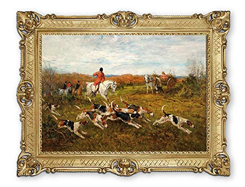 Lnxp Wunderschönes Gemälde 90x70 cm Künstler; J. Emms ´Fuchsjagd ´Bild Bilder Barock Rahmen Antik Repro Renaissance als Gemälde & hochwertige Kunstreproduktion 58B von Lnxp