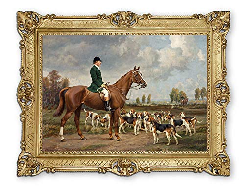 Lnxp Wunderschönes Gemälde 90x70 cm Künstler; W. Barker ´Fox Hunting ´Bild Bilder Barock Rahmen Antik Repro 58B von Lnxp