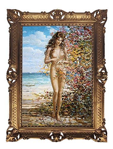 Lnxp Wunderschönes Gemälde 90x70 cm ´Nackt am Strand - Künstler Crespi ´ Bild Bilder Barock Rahmen Antik Repro Renaissance Hochwertige Kunstreproduktion 58B von Lnxp