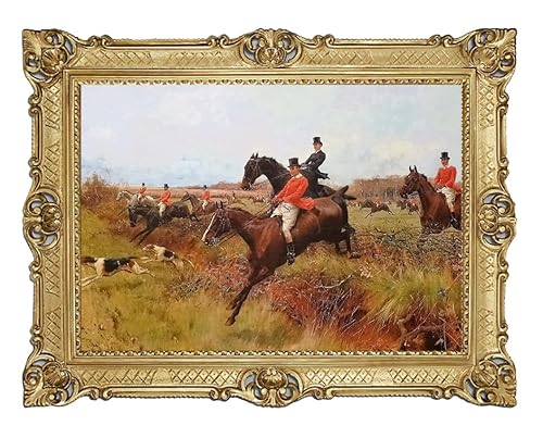 Lnxp Wunderschönes Gemälde 90x70 cm Reiter auf der Jagd Pferde Pferd Englischer Jäger Exklusiv Bilder Reproproduktion Kunstdruck 58B von Lnxp