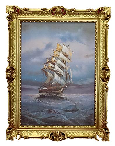 Lnxp Wunderschönes Gemälde Schiffsbild Bild Schiff Segelschiff Segelboot Meer Wellen Maritime 90x70 cm Künstler; P.Lorenz Bilder Barock Antik Repro RA 58B von Lnxp