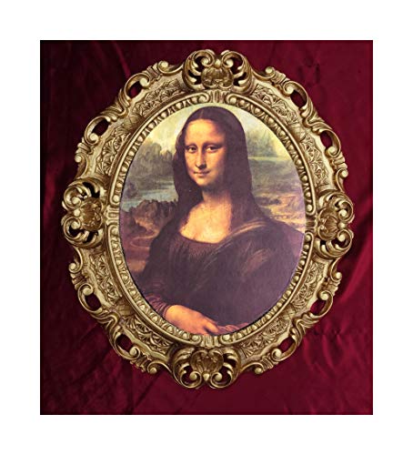Mona Lisa Bild mit Barock Rahmen Wandbild von Leonardo da Vinci 45x38 cm Oval Kunstdrucke Gemälde Retro Repro Antik für Home Büro Praxis Café (Gold) 46B von Lnxp