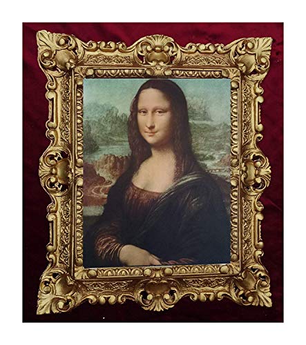 Mona Lisa Bild mit Barock Rahmen in Gold Wandbild von Leonardo da Vinci 45x38 cm Kunstdrucke Gemälde Retro Repro Antik für Home Büro Praxis Café 48B von Lnxp