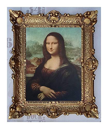 Mona Lisa Bild mit BarockRahmen in Gold Wandbild von Leonardo da Vinci 56x46 cm Kunstdrucke Gemälde Retro Repro Antik für Home Büro Praxis Café 50B von Lnxp