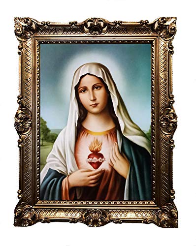 Mutter Maria Magdelena Herz Antik Barock Rahmen Barockrahmen mit Bild Wandbild 70x90cm Kunstdrucke Gemälde Religiöse Bilder Kunst von Heiligen Heiligenbild Retro Repro für Home Büro Praxis Café 58B von Lnxp