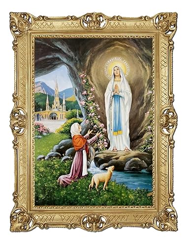 Lnxp Mutter Maria Magdelena Madonna di Lourdes Antik Barock Rahmen Barockrahmen mit Bild Wandbild 70x90cm Gemälde Religiöse Bilder Retro Repro 58B von Lnxp