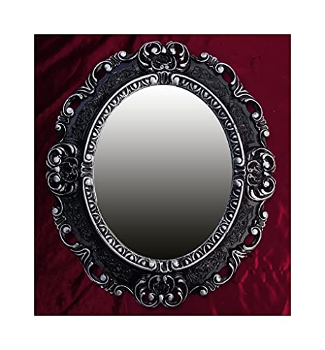 Lnxp WANDSPIEGEL Spiegel OVAL in Schwarz Silber Dualcolor REPRO 45x38 ANTIK BAROCK Rokoko REPLIKATE NOSTALGISCH Renaissance BAROCKSTIL 46SP von Lnxp